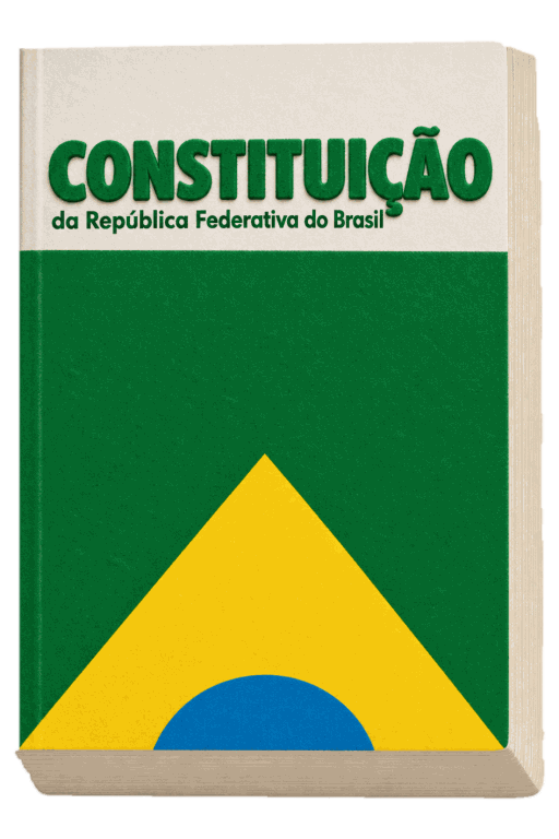 Capa do livro Constituição da República Federativa do Brasil, verde com um losango amarelo e um círculo azul